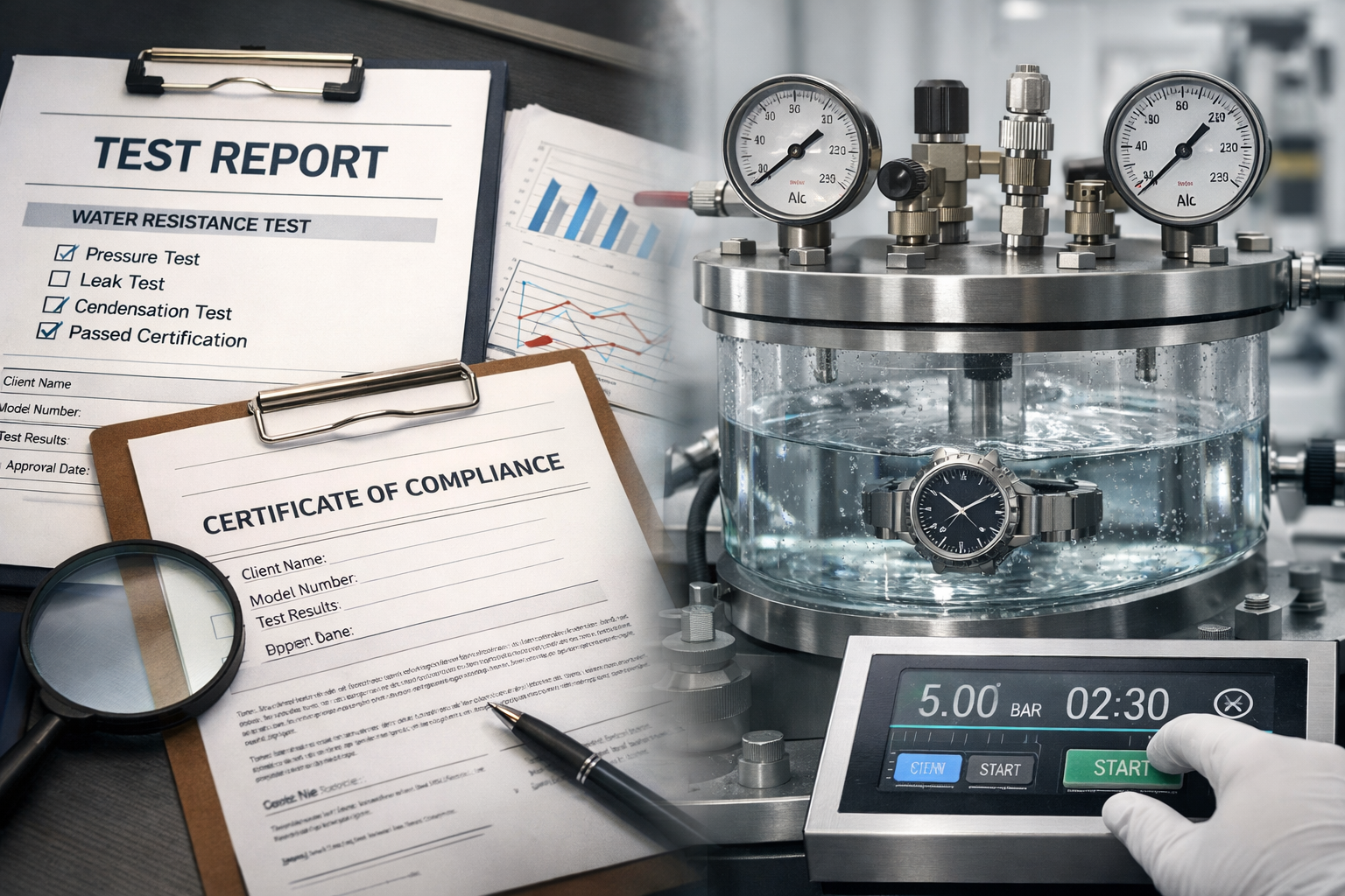 Watch waterproof certification testing process