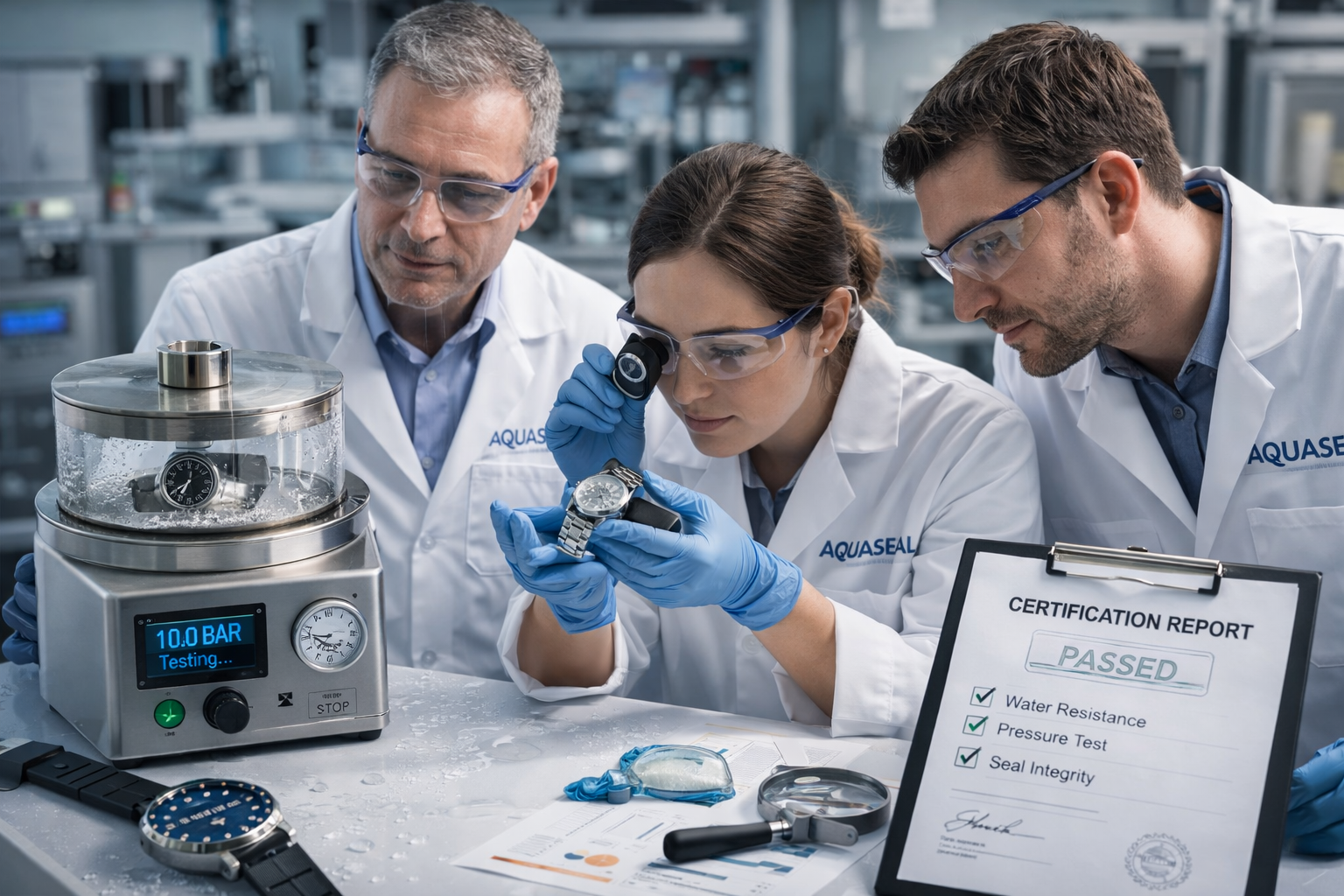 AquaSeal team performing waterproof testing
